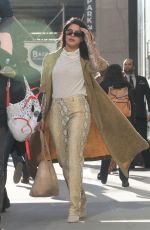 PRIYANKA CHOPRA in Snakeskin Pants and Gold Coat Out in New York 03/19/2019
