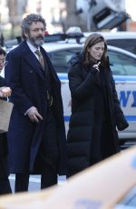 ROSE LESLIE and Michael Sheen on the Set of The Good Fight in New York 03/18/2019