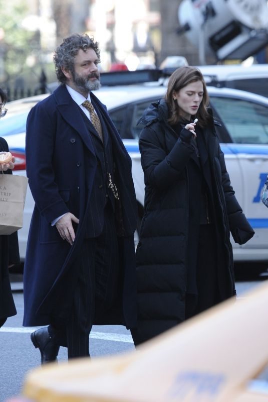 ROSE LESLIE and Michael Sheen on the Set of The Good Fight in New York 03/18/2019