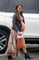 SARAH HYLAND with Prosthetic Baby Bump on the Set Modern Family, Season 10 in Los Angeles 03/05/2019