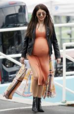 SARAH HYLAND with Prosthetic Baby Bump on the Set Modern Family, Season 10 in Los Angeles 03/05/2019