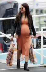 SARAH HYLAND with Prosthetic Baby Bump on the Set Modern Family, Season 10 in Los Angeles 03/05/2019