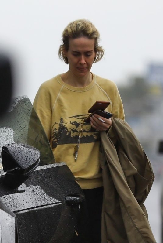 SARAH PAULSON at a Gas Station in Los Angeles 03/02/2019
