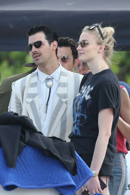 SOPHIE TURNER and Joe Jonas on the Set of a Video Shoot in Miami 03/26/2019