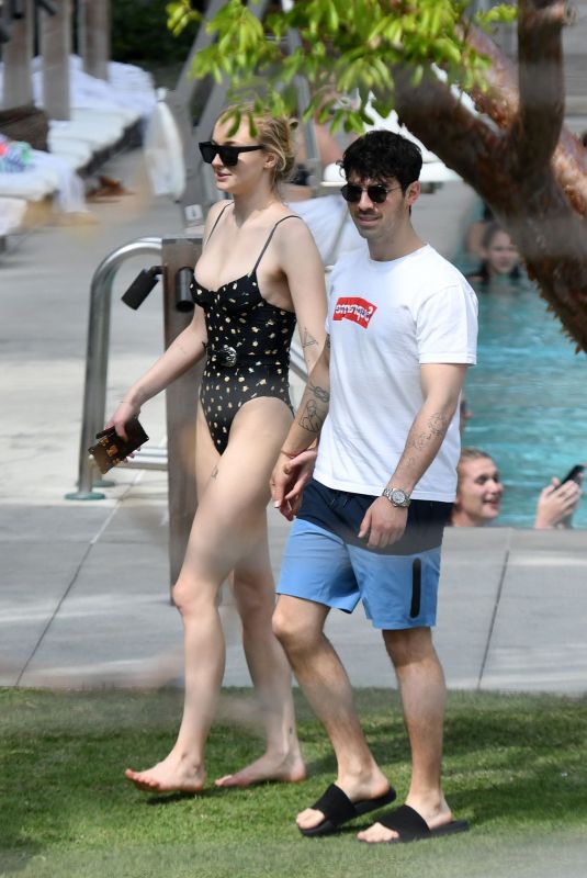 SOPHIE TURNER in Swimsuit on Vacation in Miami 03/23/2019