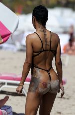 TEYANA TAYLOR in Swimsuit at a Beach in Miami 03/02/2019