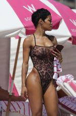 TEYANA TAYLOR in Swimsuit at a Beach in Miami 03/02/2019