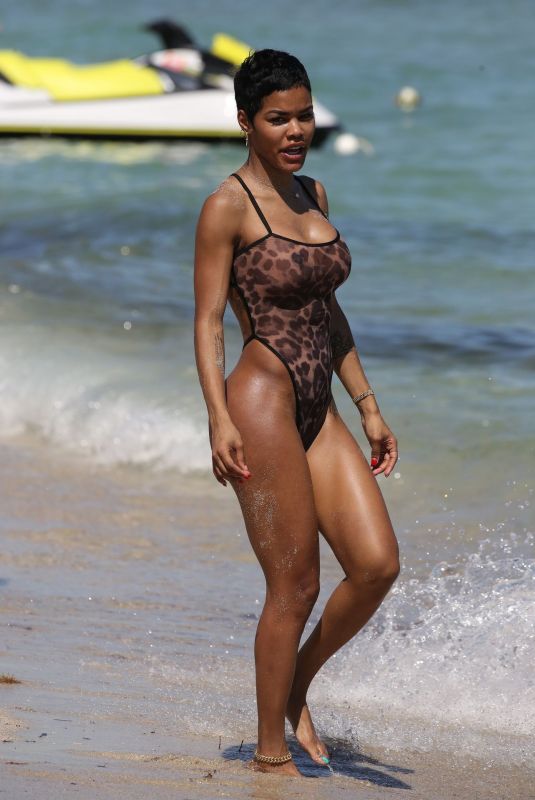 TEYANA TAYLOR in Swimsuit at a Beach in Miami 03/02/2019