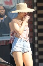 VANESSA HUDGENS in Denim Shorts Out for Lunch in Los Angeles 03/18/2019