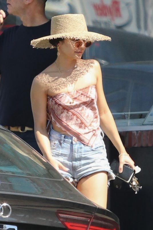 VANESSA HUDGENS in Denim Shorts Out for Lunch in Los Angeles 03/18/2019