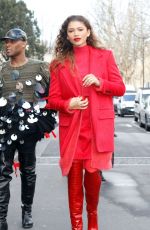 ZENDAYA COLEMAN All in Red Out in Paris 02/28/2019
