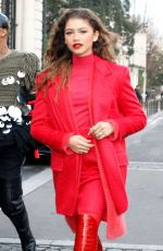 ZENDAYA COLEMAN All in Red Out in Paris 02/28/2019