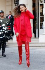 ZENDAYA COLEMAN All in Red Out in Paris 02/28/2019