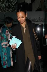 ZOE SALDANA Leaves Mr Chow in Beverly Hills 03/29/2019