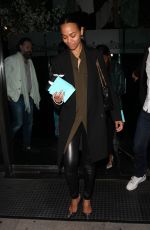 ZOE SALDANA Leaves Mr Chow in Beverly Hills 03/29/2019