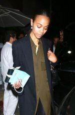 ZOE SALDANA Out for Dinner at Madeo in Beverly Hills 03/29/2019