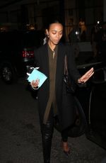 ZOE SALDANA Out for Dinner at Madeo in Beverly Hills 03/29/2019