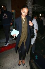 ZOE SALDANA Out for Dinner at Madeo in Beverly Hills 03/29/2019