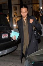 ZOE SALDANA Out for Dinner at Madeo in Beverly Hills 03/29/2019