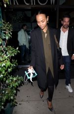 ZOE SALDANA Out for Dinner at Madeo in Beverly Hills 03/29/2019