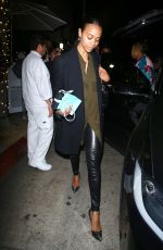ZOE SALDANA Out for Dinner at Madeo in Beverly Hills 03/29/2019
