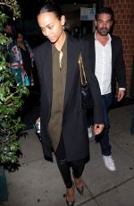 ZOE SALDANA Out for Dinner at Madeo in Beverly Hills 03/29/2019