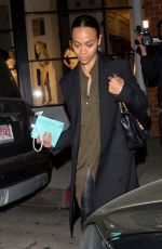 ZOE SALDANA Out for Dinner at Madeo in Beverly Hills 03/29/2019