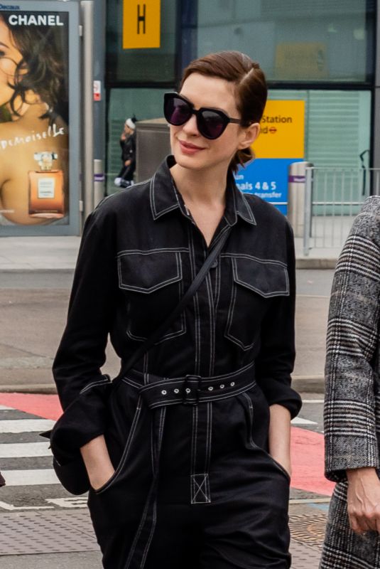 ANNE HATHAWAY at Heathrow Airport in London 04/08/2019