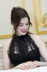 ANNE HATHAWAY at The Hustle Press Conference in New York 04/28/2019