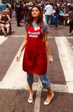 BLANCA BLANCO Serving Meal for Homeless in Los Angeles 04/19/2019