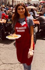 BLANCA BLANCO Serving Meal for Homeless in Los Angeles 04/19/2019