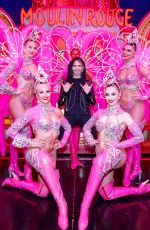 CARA DELEVINGNE and ASHLEY BENSON Poses with Moulin Rouge Dancers in Paris 04/09/2019