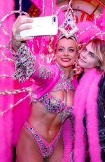 CARA DELEVINGNE and ASHLEY BENSON Poses with Moulin Rouge Dancers in Paris 04/09/2019