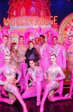 CARA DELEVINGNE and ASHLEY BENSON Poses with Moulin Rouge Dancers in Paris 04/09/2019
