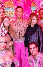 CARA DELEVINGNE and ASHLEY BENSON Poses with Moulin Rouge Dancers in Paris 04/09/2019