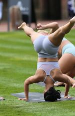 CHRISTINE MCGUINESS, CALLY JANE BEECH, SARAH JAYNE DUNN and Others at Yoga Session at Peckforton Castle in Cheshire 04/23/2019