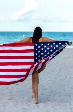 CLAUDIA ROMANI in Bikini in Front of American Flag in Miami 04/02/2019