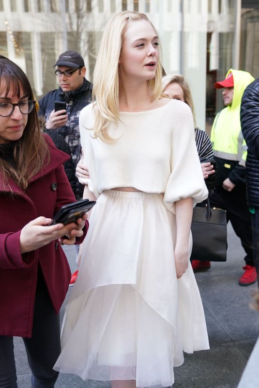 ELLE FANNING Leaves SiriusXM Studios in New York 04/04/2019