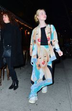 ELLE FANNING Out for Dinner in New York 04/04/2019