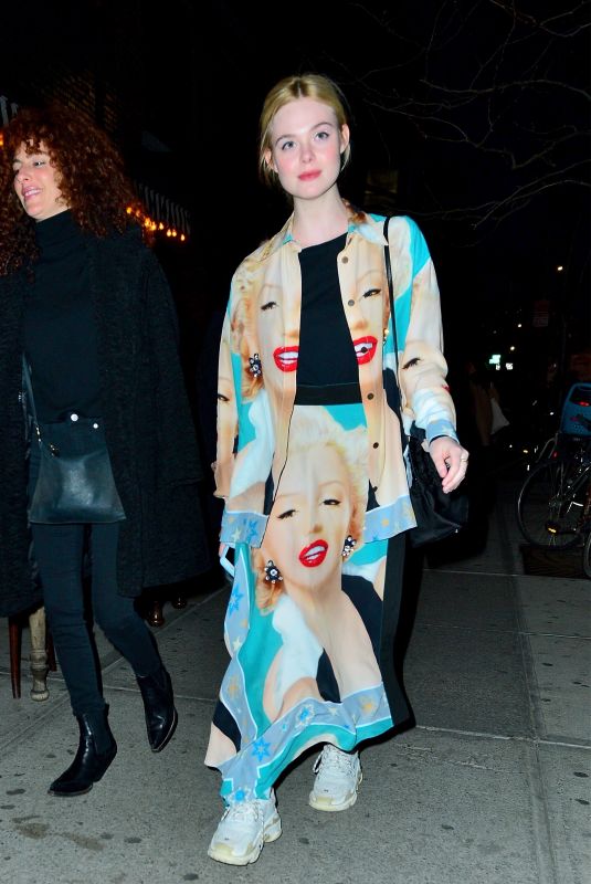 ELLE FANNING Out for Dinner in New York 04/04/2019