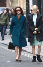 ELLIE BAMBER and SOPHIE COOKSON on the Set of The Trial of Christine Keeler in Bristol 04/09/2019