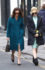 ELLIE BAMBER and SOPHIE COOKSON on the Set of The Trial of Christine Keeler in Bristol 04/09/2019