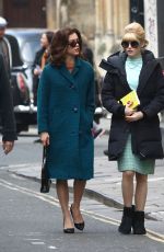 ELLIE BAMBER and SOPHIE COOKSON on the Set of The Trial of Christine Keeler in Bristol 04/09/2019