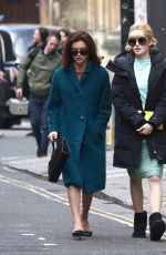 ELLIE BAMBER and SOPHIE COOKSON on the Set of The Trial of Christine Keeler in Bristol 04/09/2019
