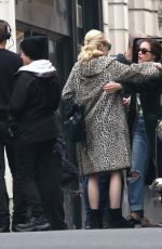 ELLIE BAMBER and SOPHIE COOKSON on the Set of The Trial of Christine Keeler in Bristol 04/09/2019