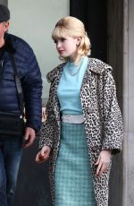 ELLIE BAMBER on the Set of The Trial of Christine Keeler in Bristol 04/10/2019