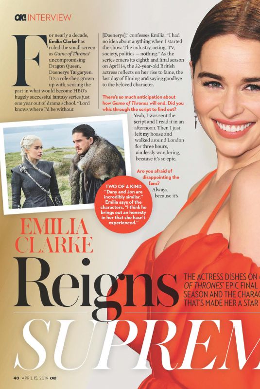 EMILIA CLARKE in OK! Magazine, April 2019
