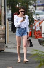EMMA ROBERTS in Denim Shorts Out in Los Angeles 04/14/2019