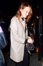 EMMA STONE Out for Dinner in New York 04/09/2019