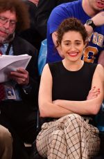 EMMY ROSSUM at Detroit Pistons vs New York Knicks Game at Madison Square Garden 04/10/2019